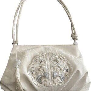 Women's Floral Embroidered Shoulder Bags Fringe Small Underarm Purse Handbags El